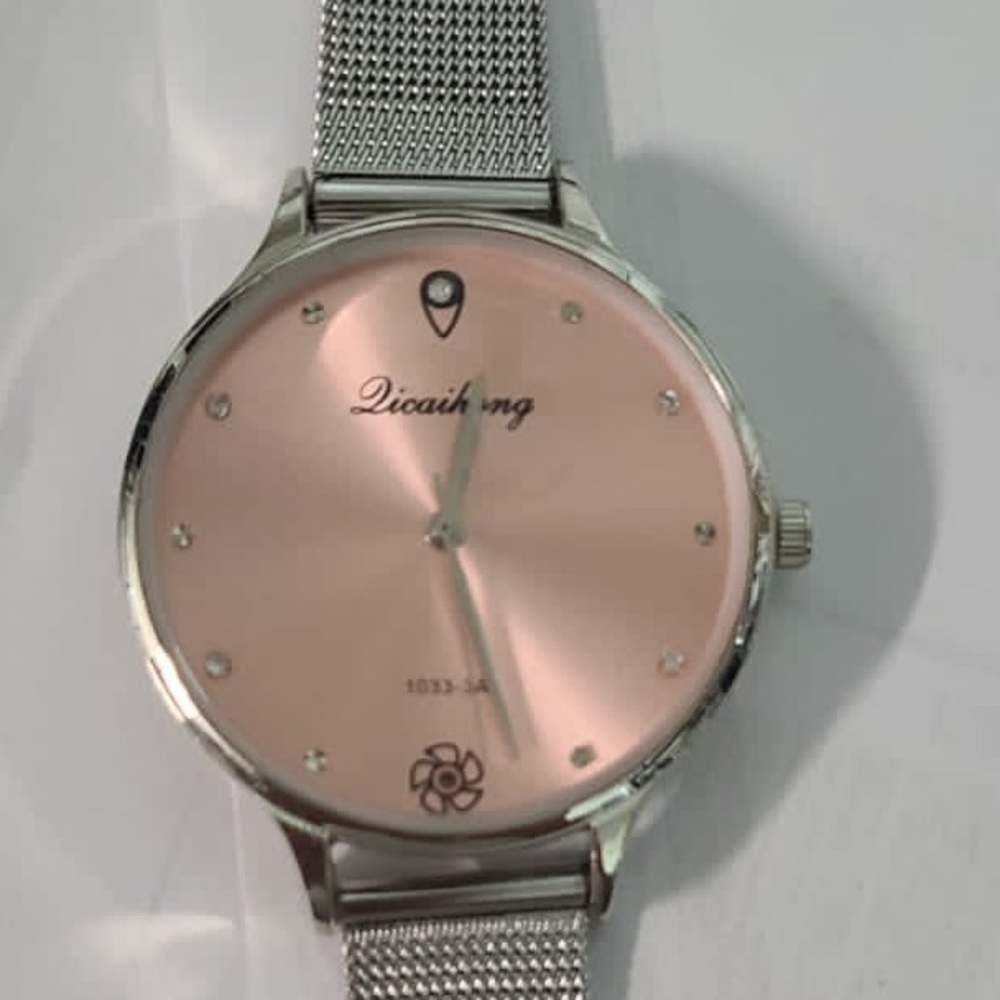 SILVER PINK Luxury Women Green Dial Bracelet Quart - Picture 2 of 5